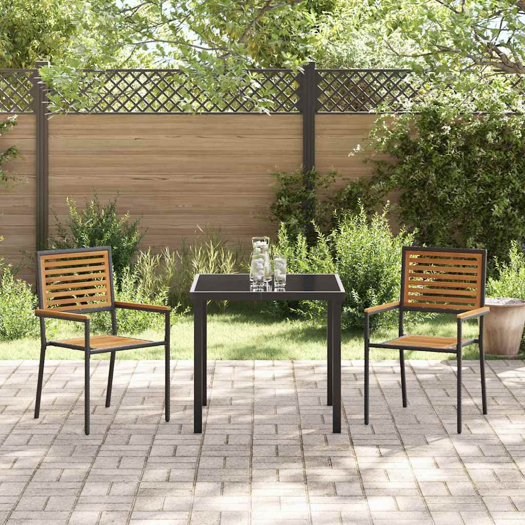 Garden Stacking Chairs 2 pcs Brown and Black 54 x 56 x 90 cm