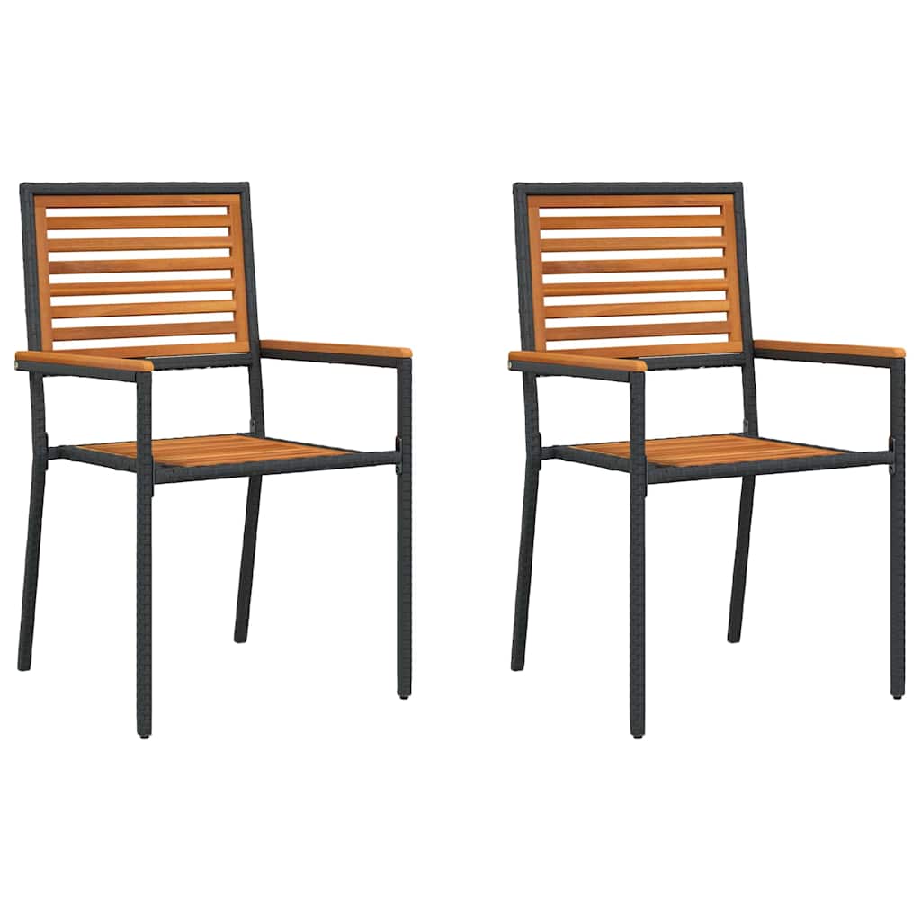 Garden Stacking Chairs 2 pcs Brown and Black 54 x 56 x 90 cm