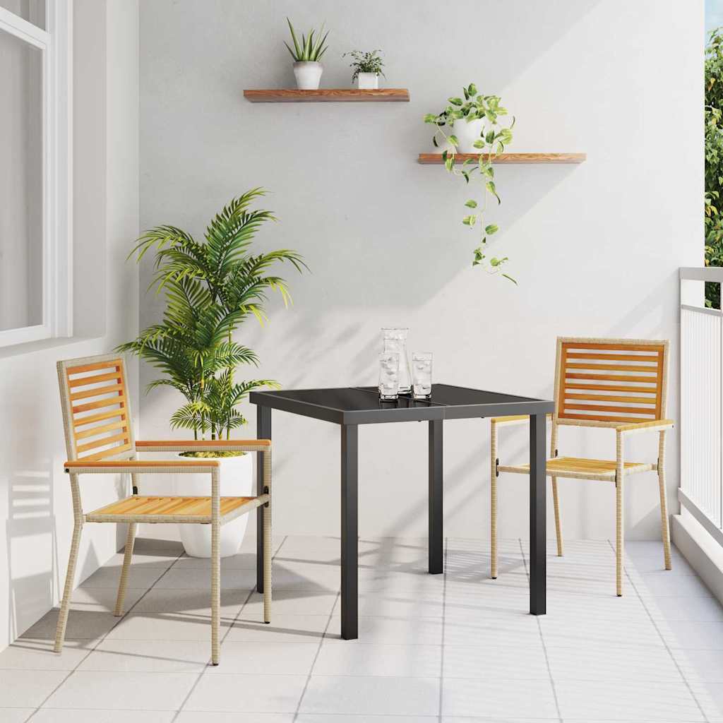 Garden Stacking Chairs 2 pcs Brown and Beige 54 x 56 x 90 cm