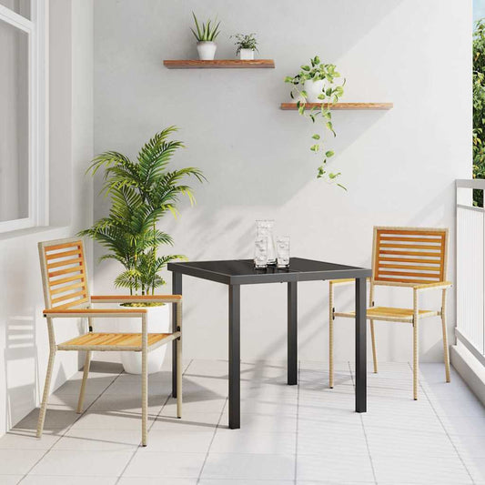 Garden Stacking Chairs 2 pcs Brown and Beige
