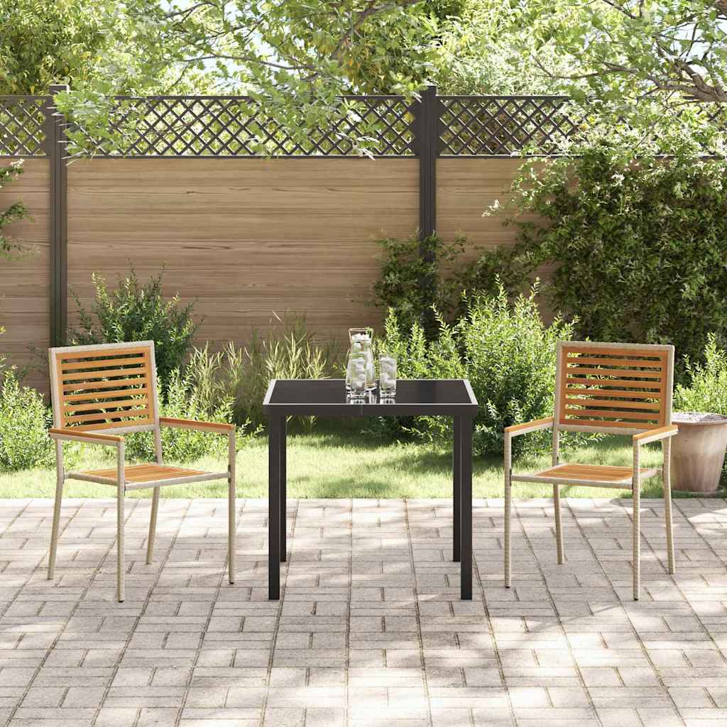 Garden Stacking Chairs 2 pcs Brown and Beige 54 x 56 x 90 cm
