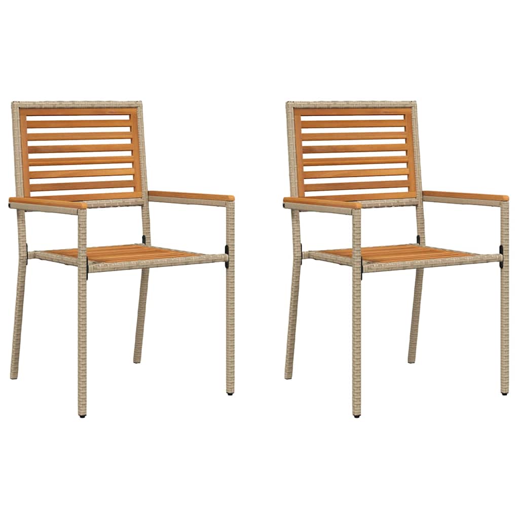 Garden Stacking Chairs 2 pcs Brown and Beige 54 x 56 x 90 cm