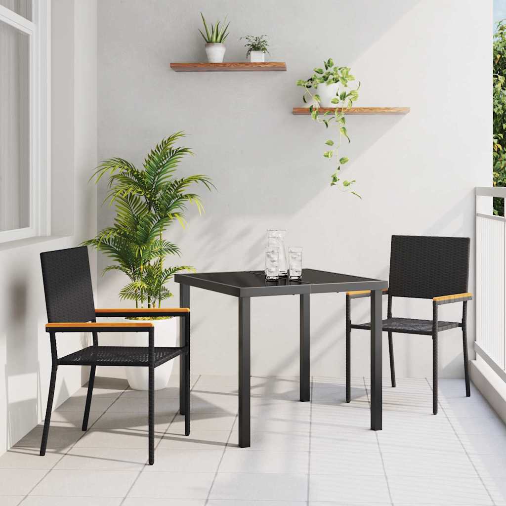 Garden Stacking Chairs 2 pcs Black and Brown 54 x 56 x 90 cm