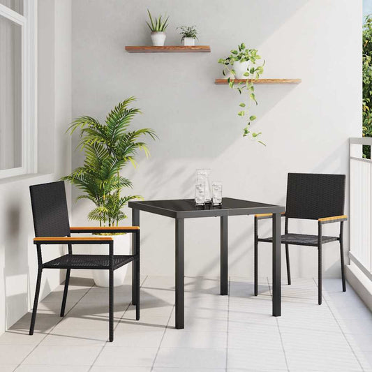 Garden Stacking Chairs 2 pcs Black and Brown