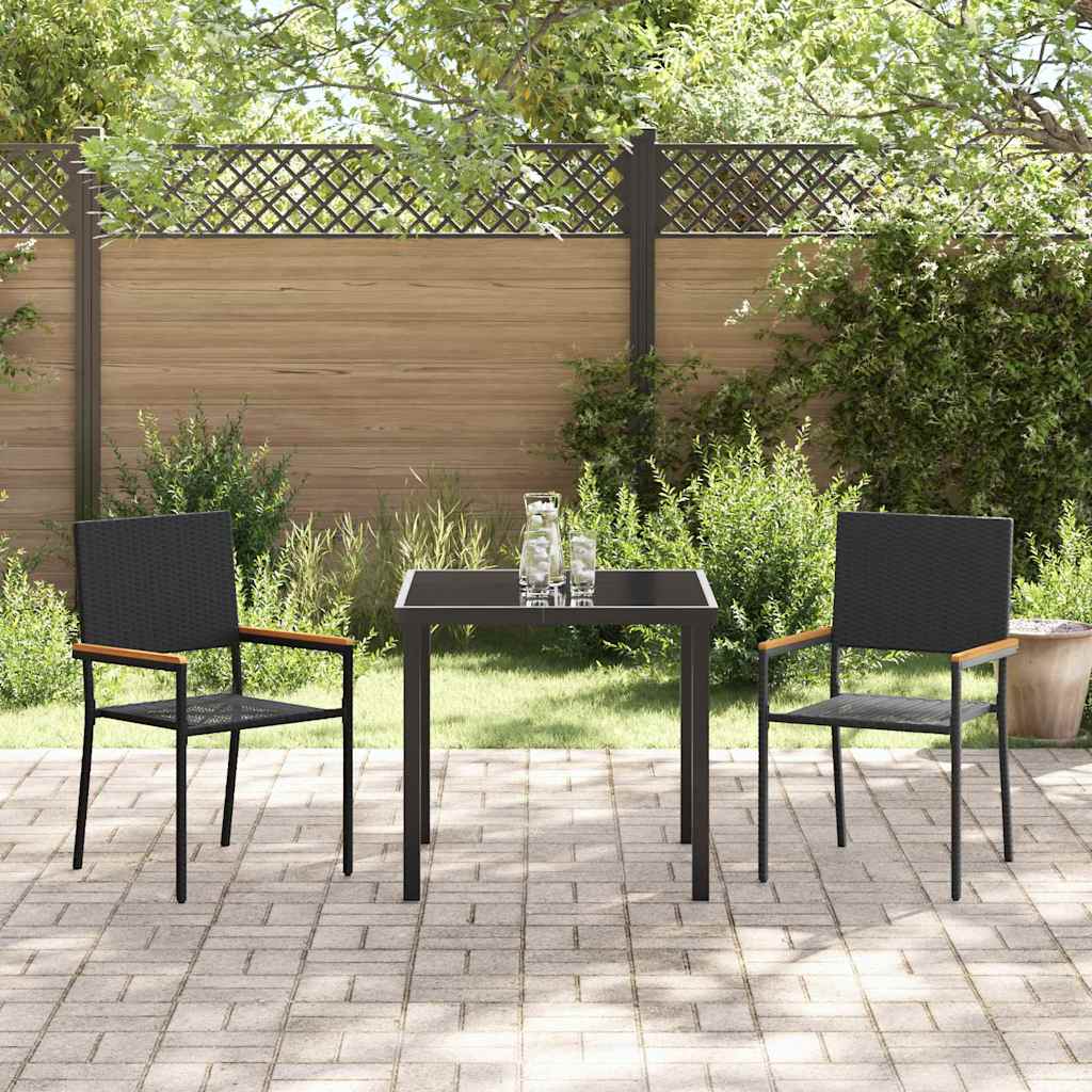 Garden Stacking Chairs 2 pcs Black and Brown 54 x 56 x 90 cm