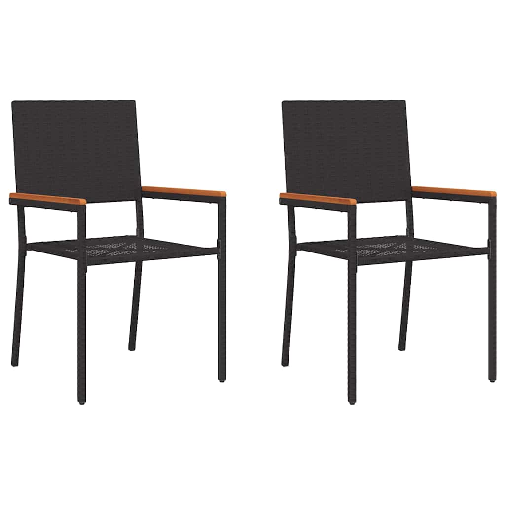 Garden Stacking Chairs 2 pcs Black and Brown 54 x 56 x 90 cm