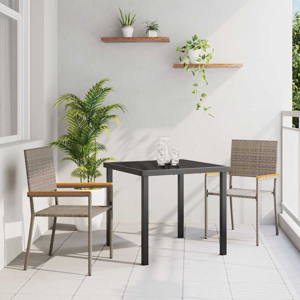 Garden Stacking Chairs 2 pcs Grey and Brown 54 x 56 x 90 cm