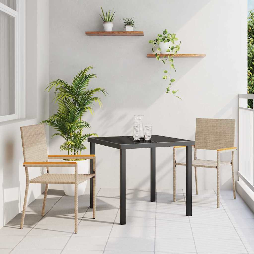 Garden Stacking Chairs 2 pcs Cream and Brown 54 x 56 x 90 cm