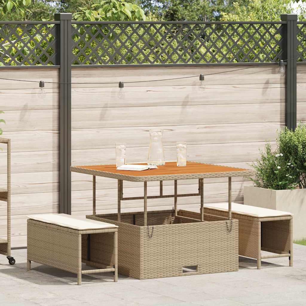 vidaXL Garden Dining Set 3 pcs Beige Poly rattan