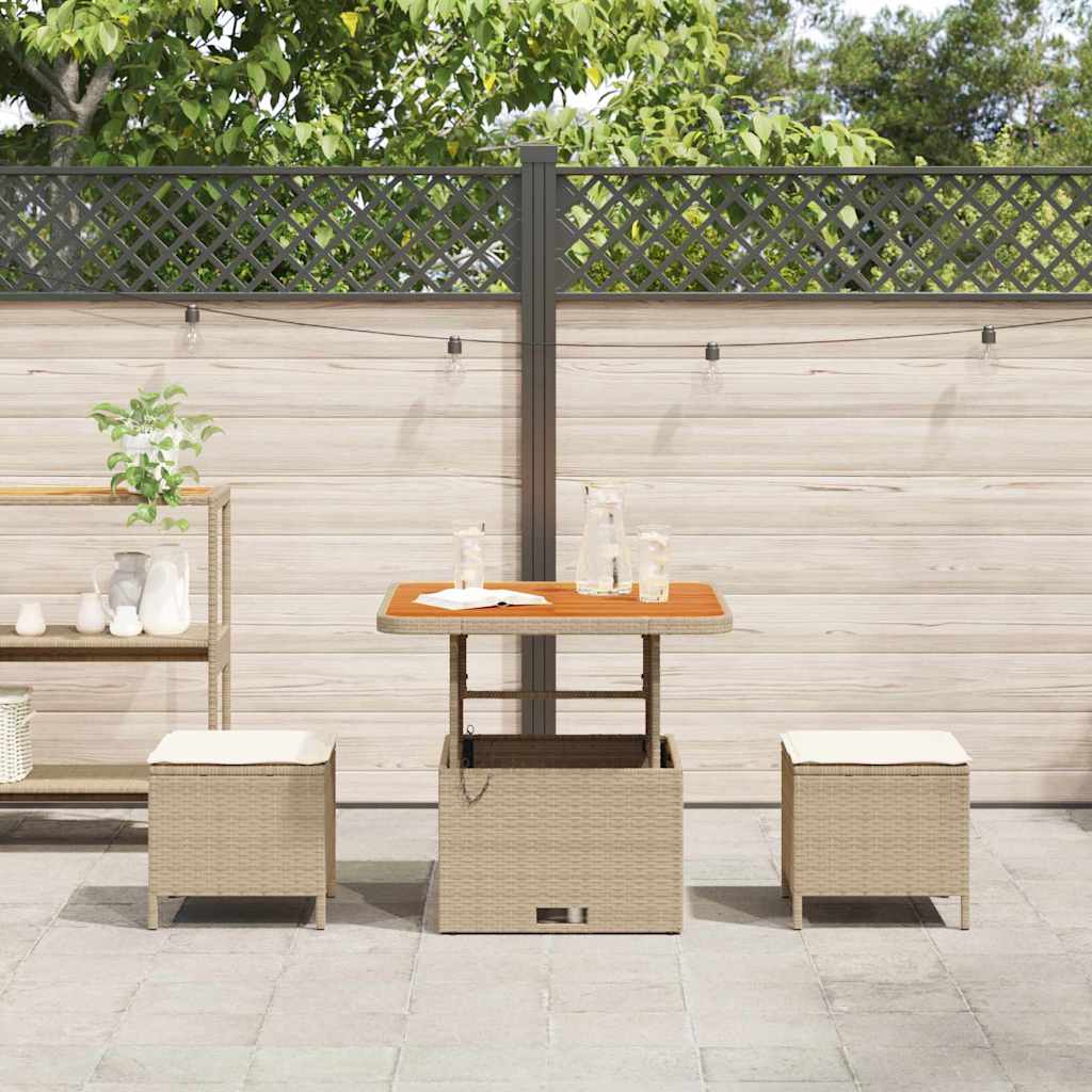 vidaXL Garden Dining Set 3 pcs Beige Poly rattan