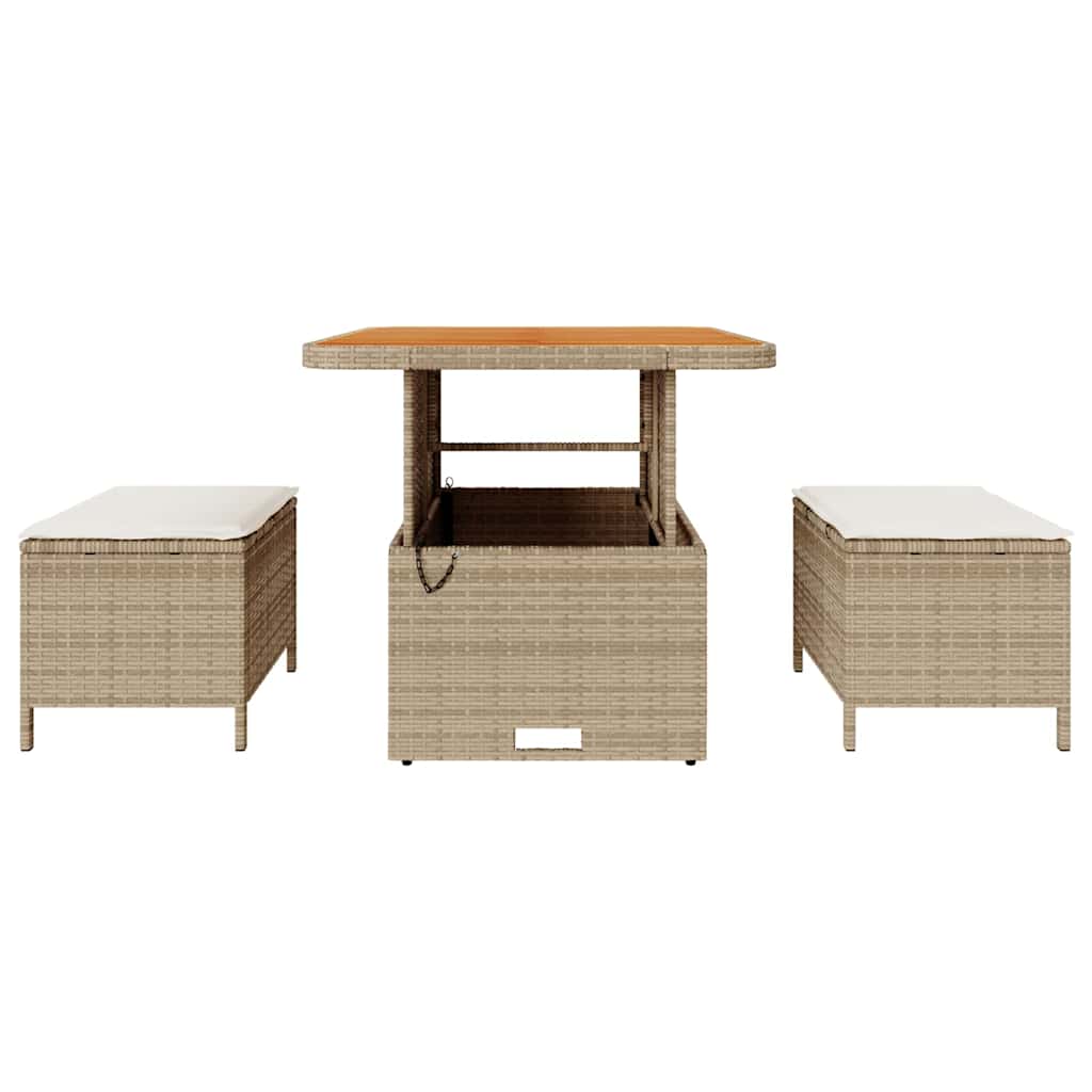 vidaXL Garden Dining Set 3 pcs Beige Poly rattan