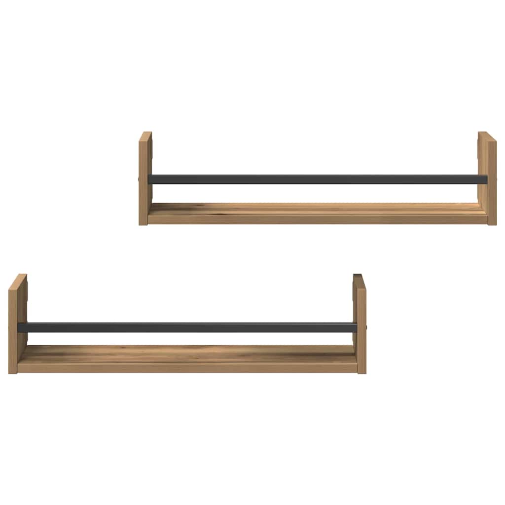 Wall Shelf Wall-mounted 2 pcs Artisan Oak 60 x 16 x 14 cm