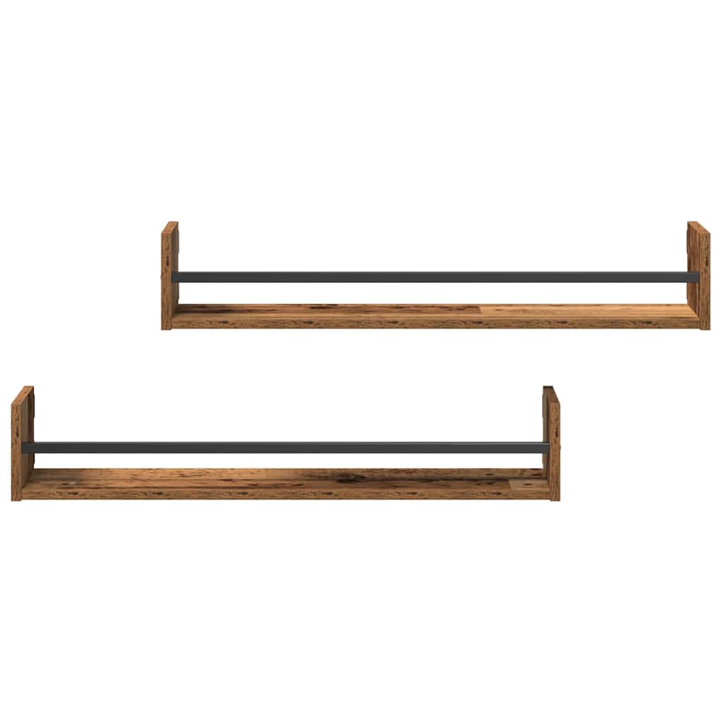 Wall Shelf Wall-mounted 2 pcs Old Wood 80 x 16 x 14 cm