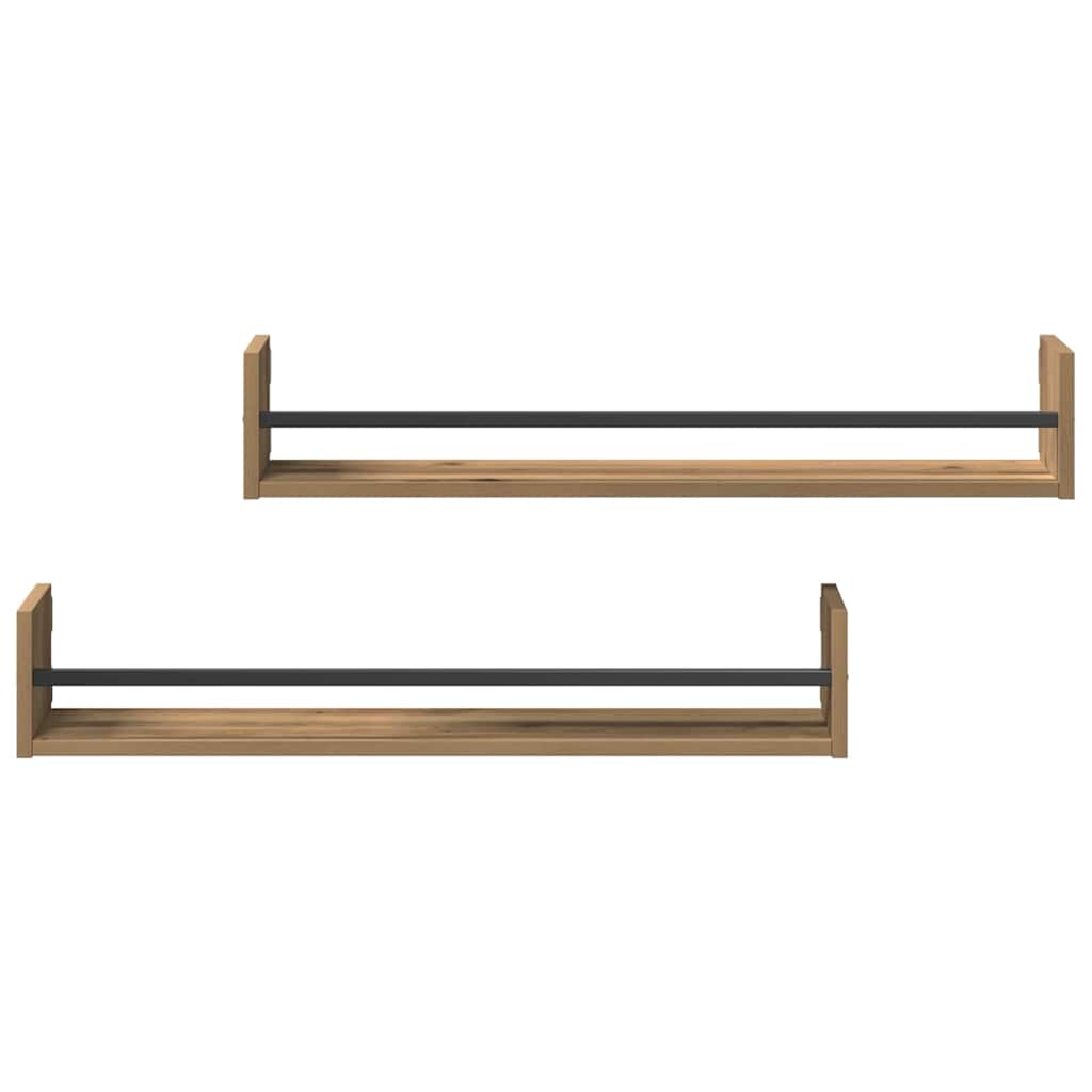 Wall Shelf Wall-mounted 2 pcs Artisan Oak 80 x 16 x 14 cm