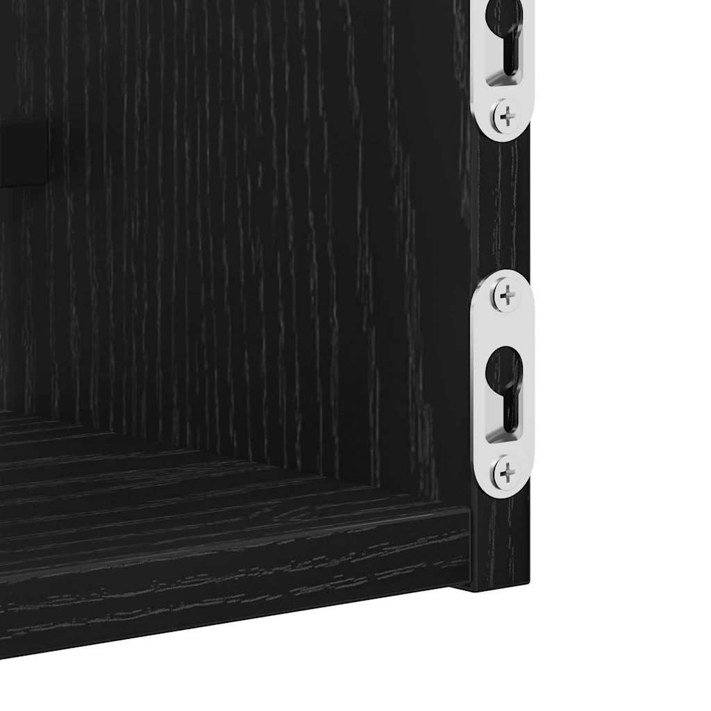 Wall Shelf Wall-mounted 2 pcs Black Oak 80 x 16 x 14 cm