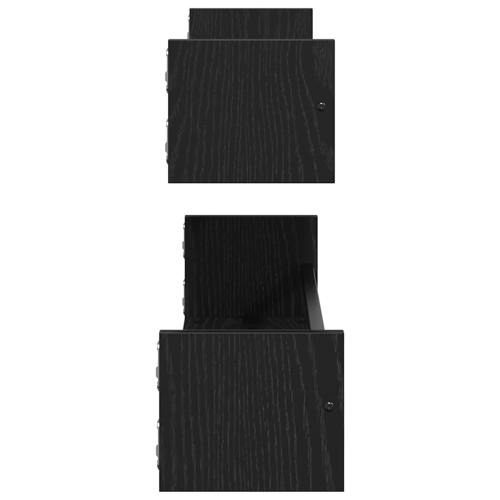 Wall Shelf Wall-mounted 2 pcs Black Oak 80 x 16 x 14 cm