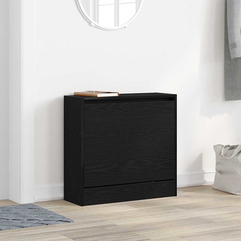 Shoe Cabinet 60 x 21 x 57 cm Engineered Wood Black Oak