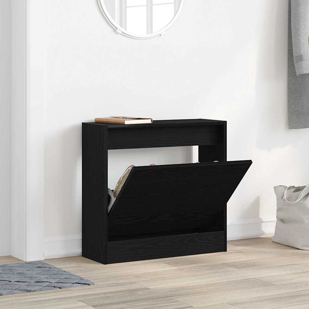 Shoe Cabinet 60 x 21 x 57 cm Engineered Wood Black Oak