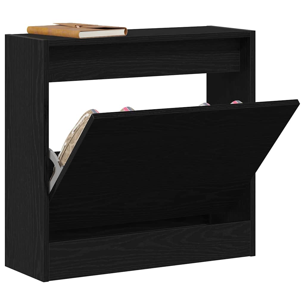 Shoe Cabinet 60 x 21 x 57 cm Engineered Wood Black Oak
