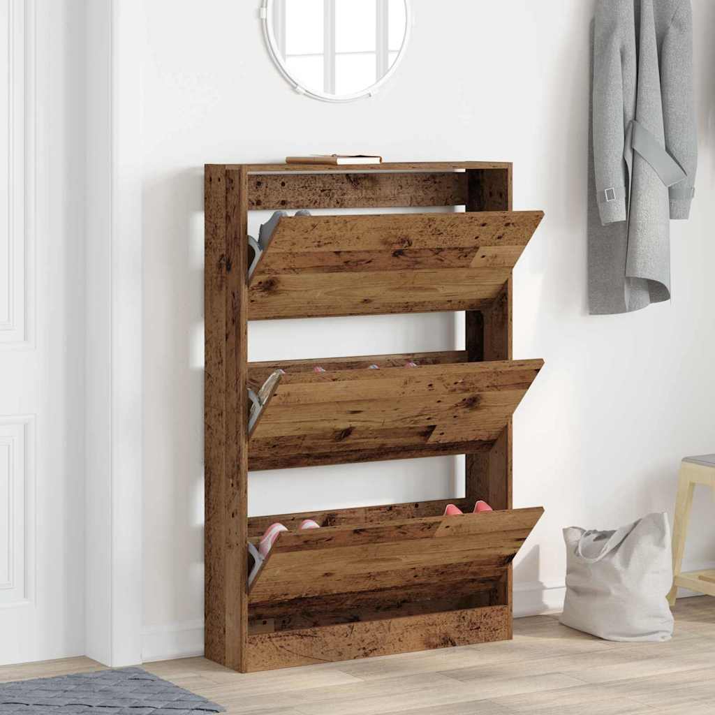 Shoe Cabinet Old Wood 80 x 21 x 125.5 cm Engineered Wood