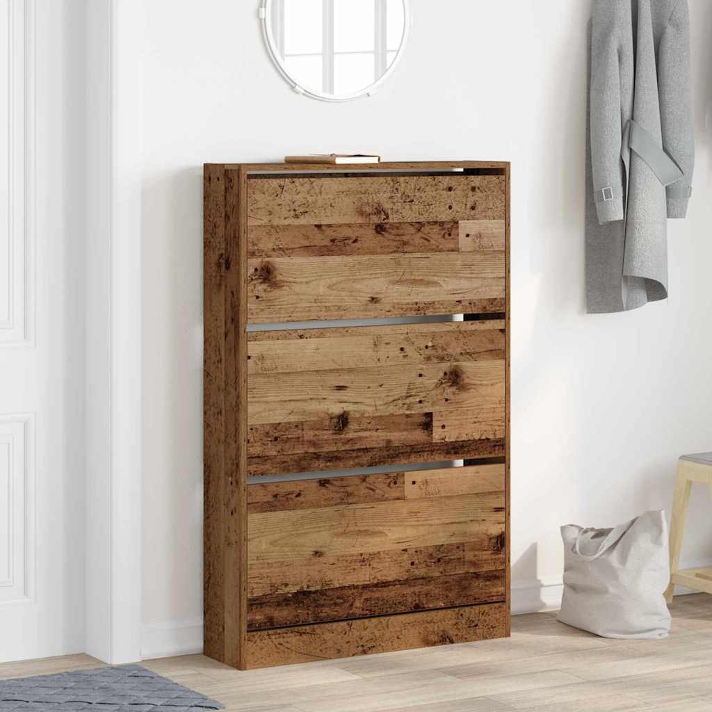 Shoe Cabinet Old Wood 80 x 21 x 125.5 cm Engineered Wood