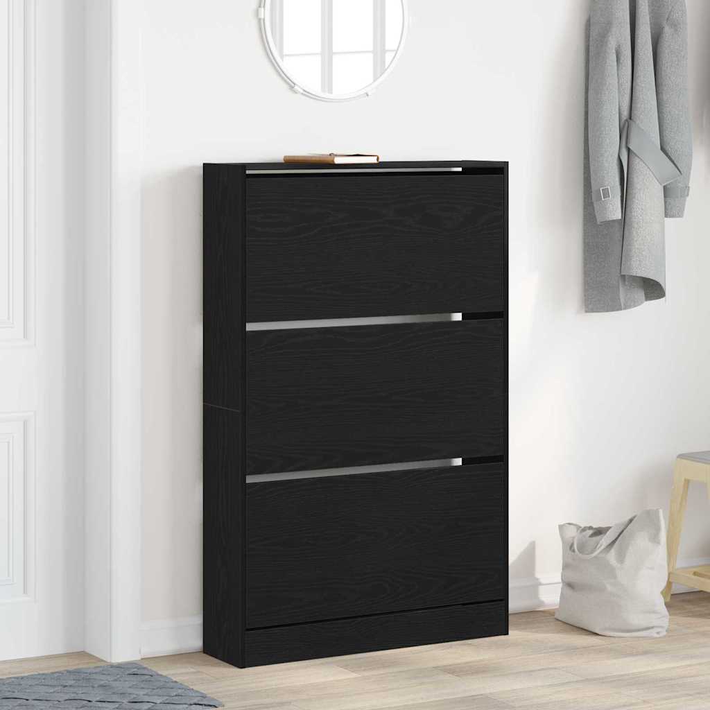 Shoe Cabinet 80 x 21 x 125.5 cm Engineered Wood Black Oak