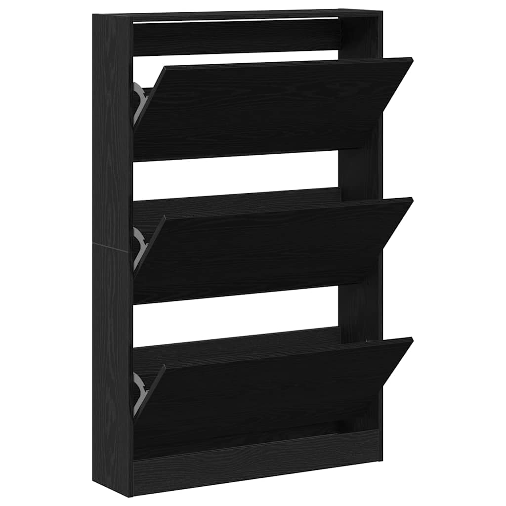 Shoe Cabinet 80 x 21 x 125.5 cm Engineered Wood Black Oak