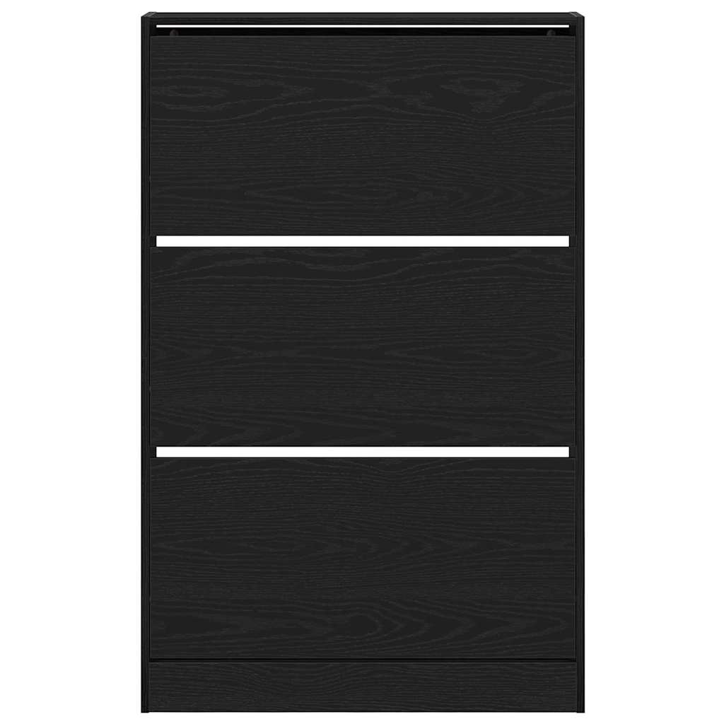 Shoe Cabinet 80 x 21 x 125.5 cm Engineered Wood Black Oak