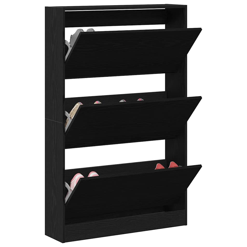 Shoe Cabinet 80 x 21 x 125.5 cm Engineered Wood Black Oak