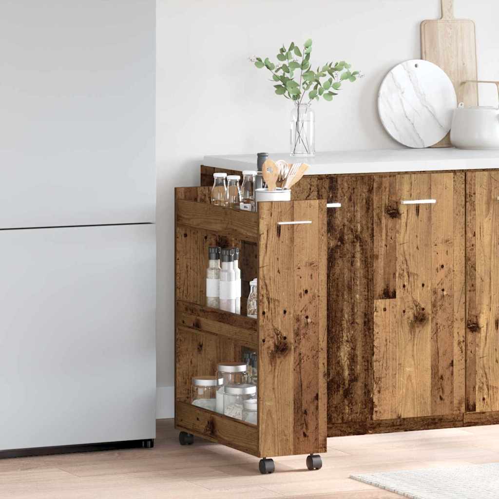 Cabinet with Wheel Old Wood 60 x 22 x 79 cm