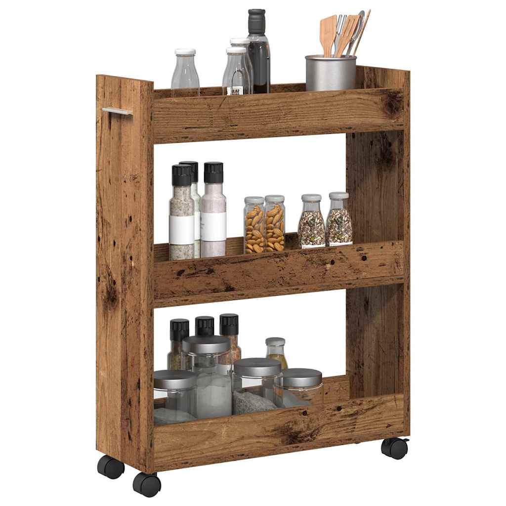 Cabinet with Wheel Old Wood 60 x 22 x 79 cm