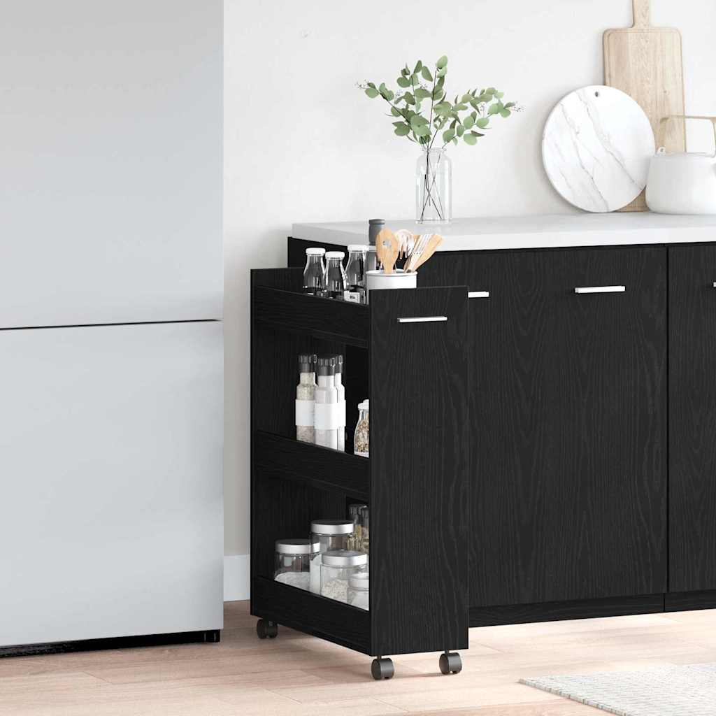 Cabinet with Wheel Black Oak 60 x 22 x 79 cm
