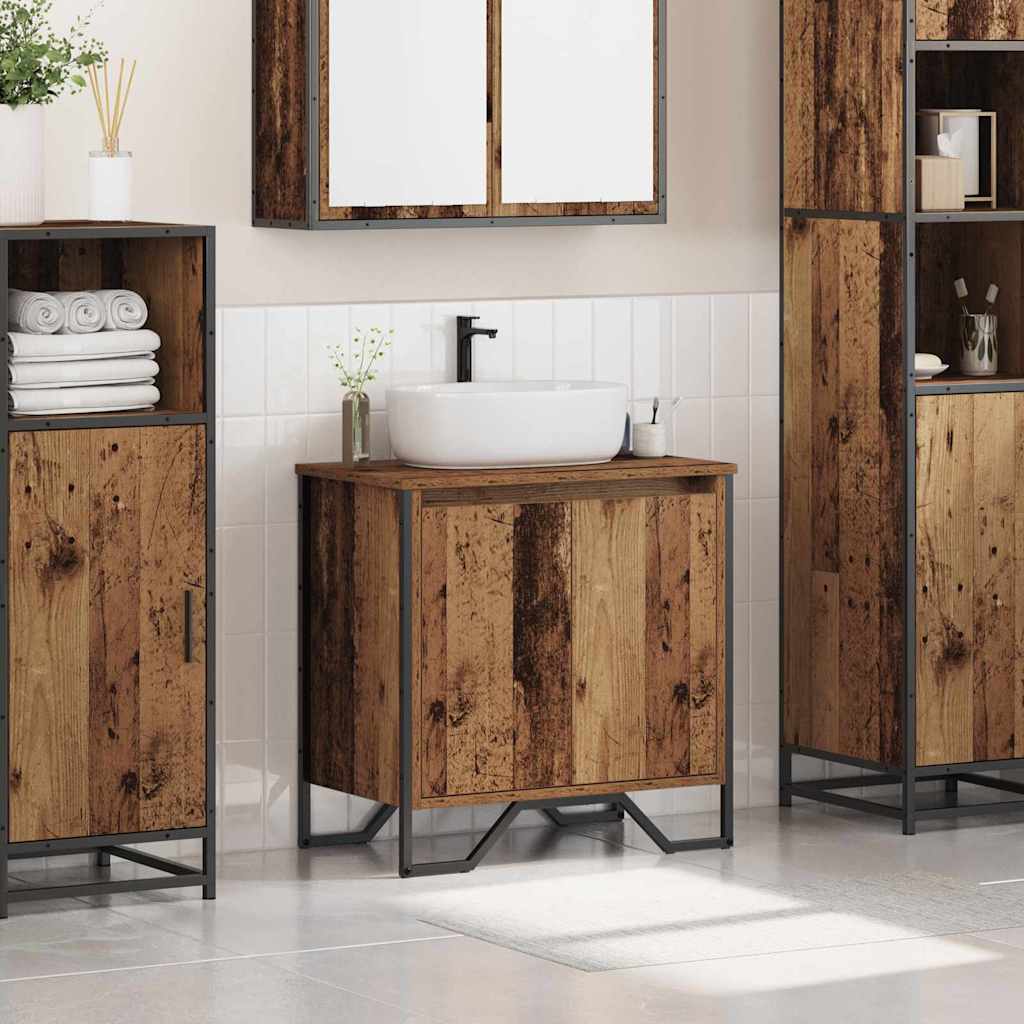 vidaXL Sink Cabinet with Door Old Wood 60 x 35 x 60 cm Engineered wood