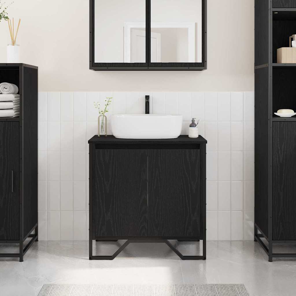vidaXL Sink Cabinet Black Oak 60 x 35 x 60 cm Engineered wood