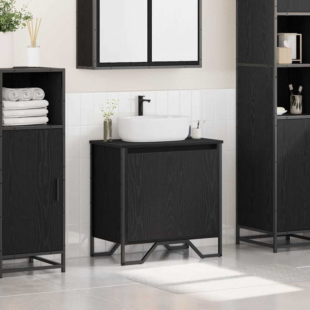 vidaXL Sink Cabinet Black Oak 60 x 35 x 60 cm Engineered wood