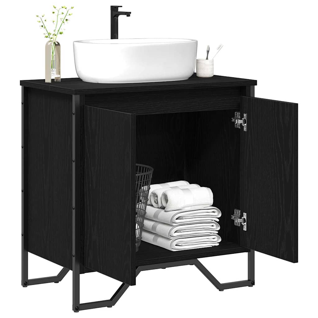 vidaXL Sink Cabinet Black Oak 60 x 35 x 60 cm Engineered wood