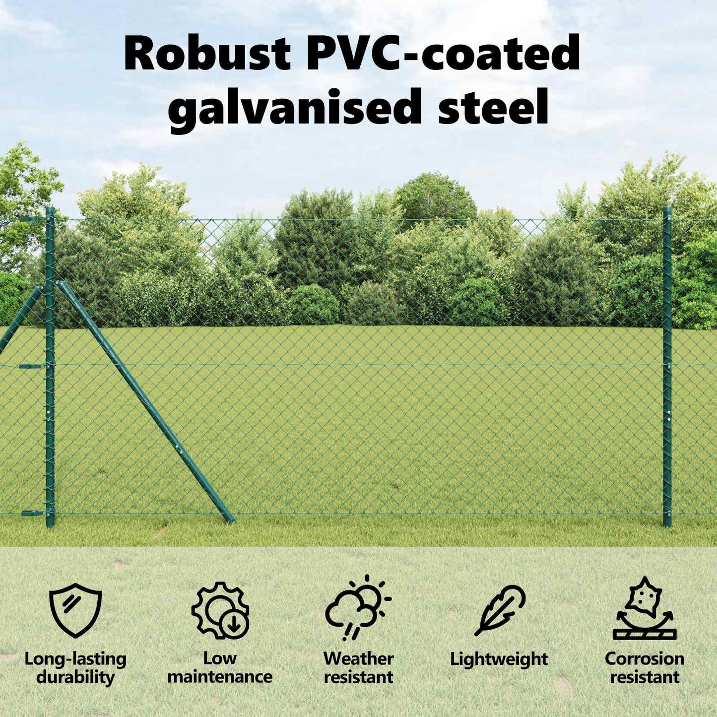 Chain Link Fence 10 x 1.2 m Steel Green