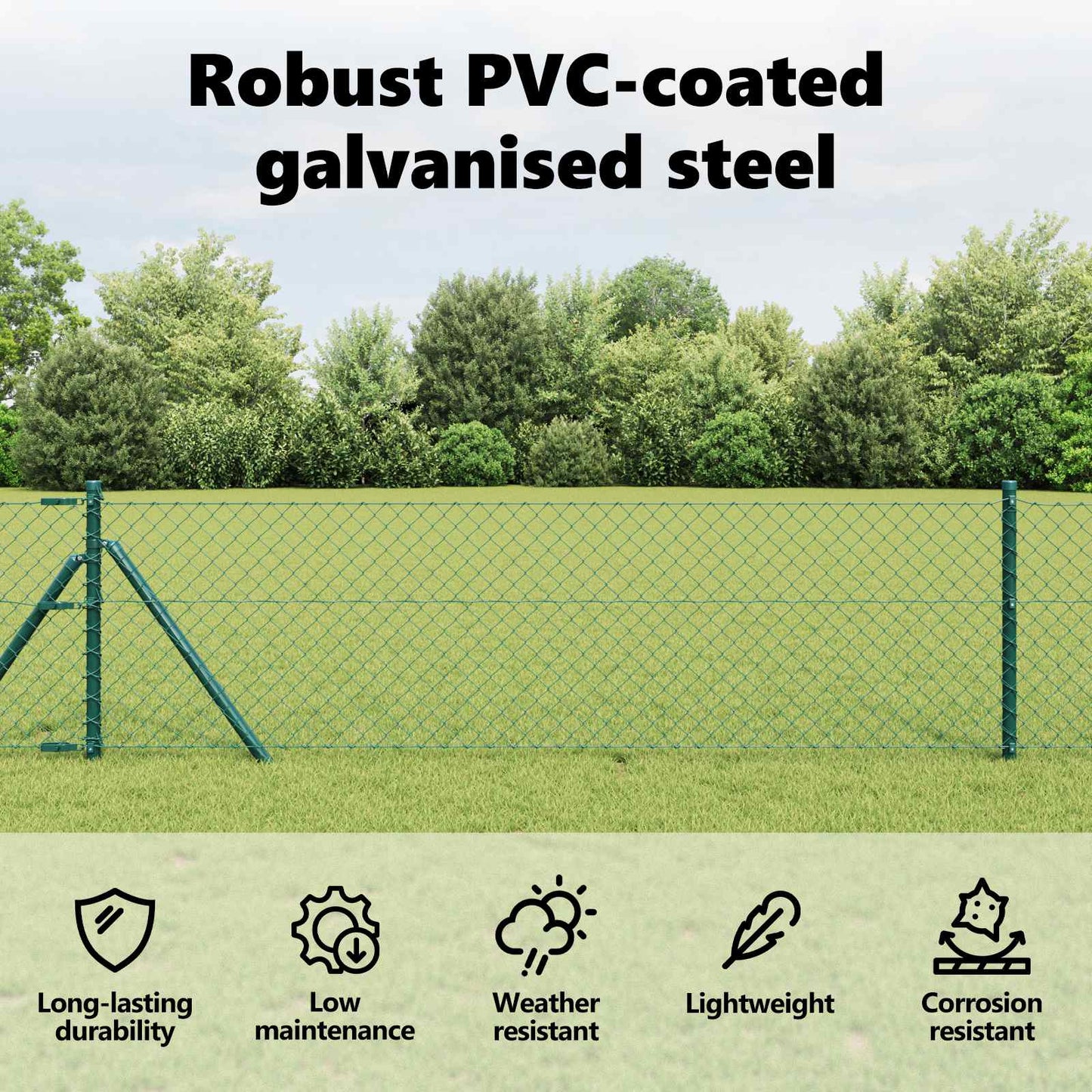 Chain Link Fence 10 x 0.4 m Steel Green