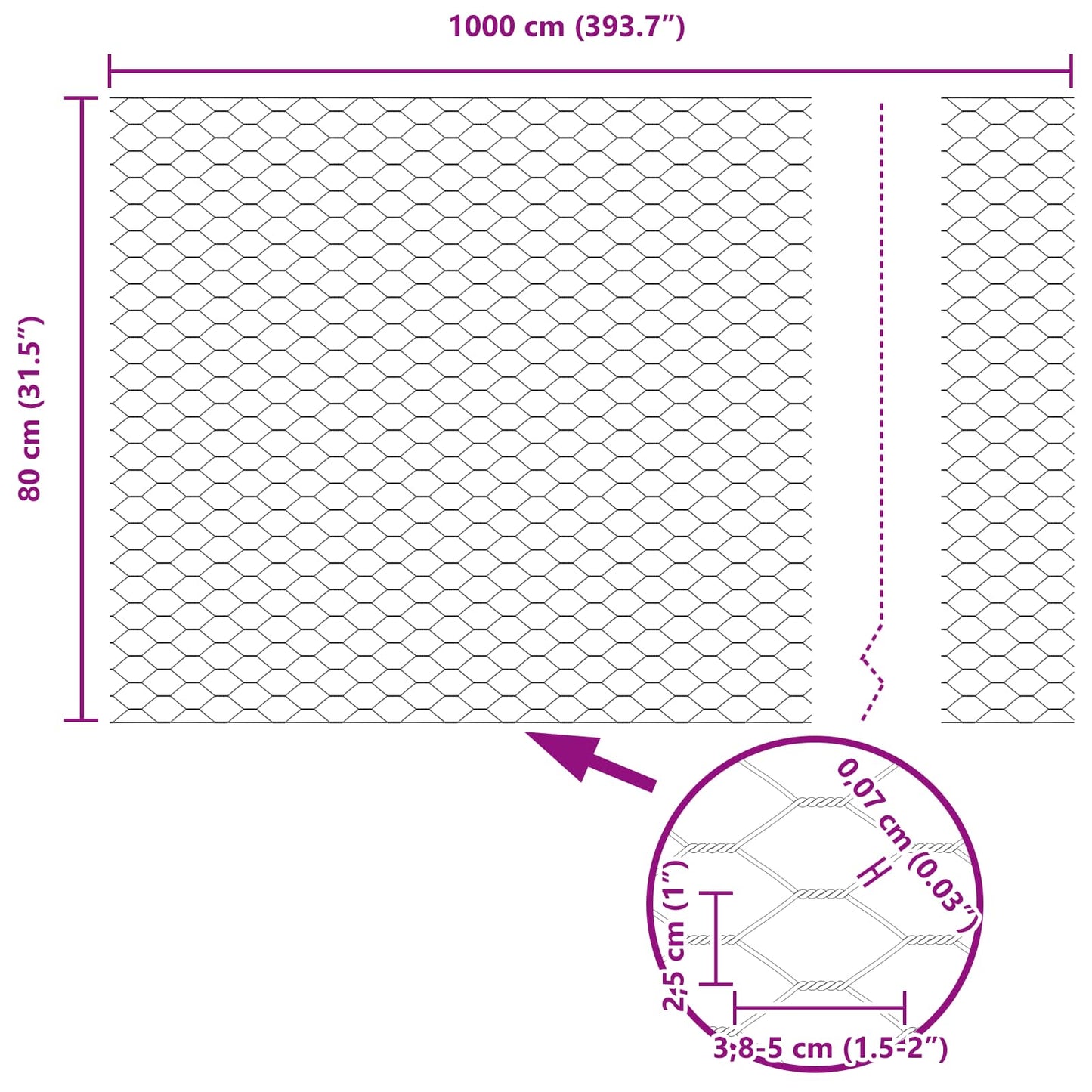 Hexagon Fence Green 0.8 x 10 m PVC