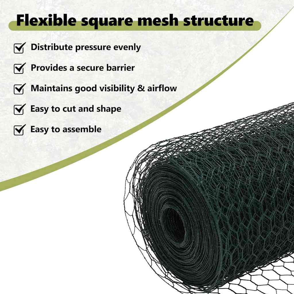Hexagon Fence Green 1.5 x 10 m PVC
