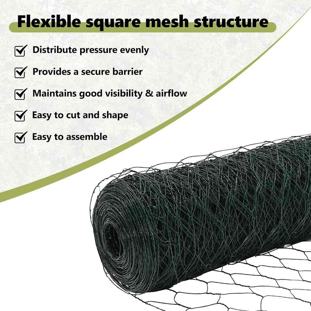 Hexagon Fence Green 1.5 x 10 m PVC