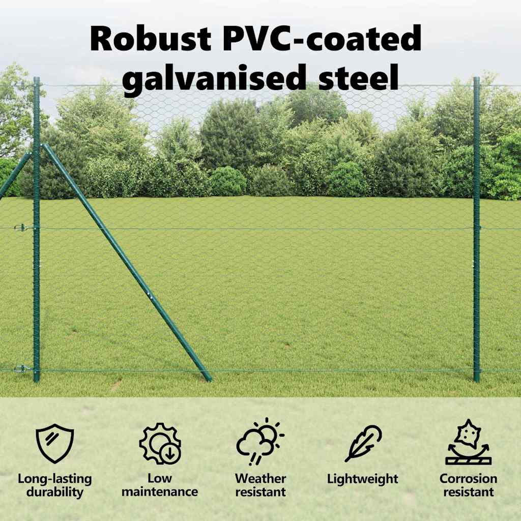 Hexagon Fence Green 1.5 x 10 m PVC