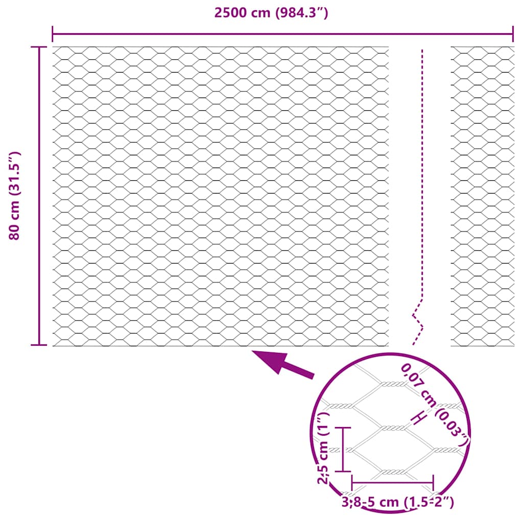 Hexagon Fence Green 0.8 x 25 m PVC