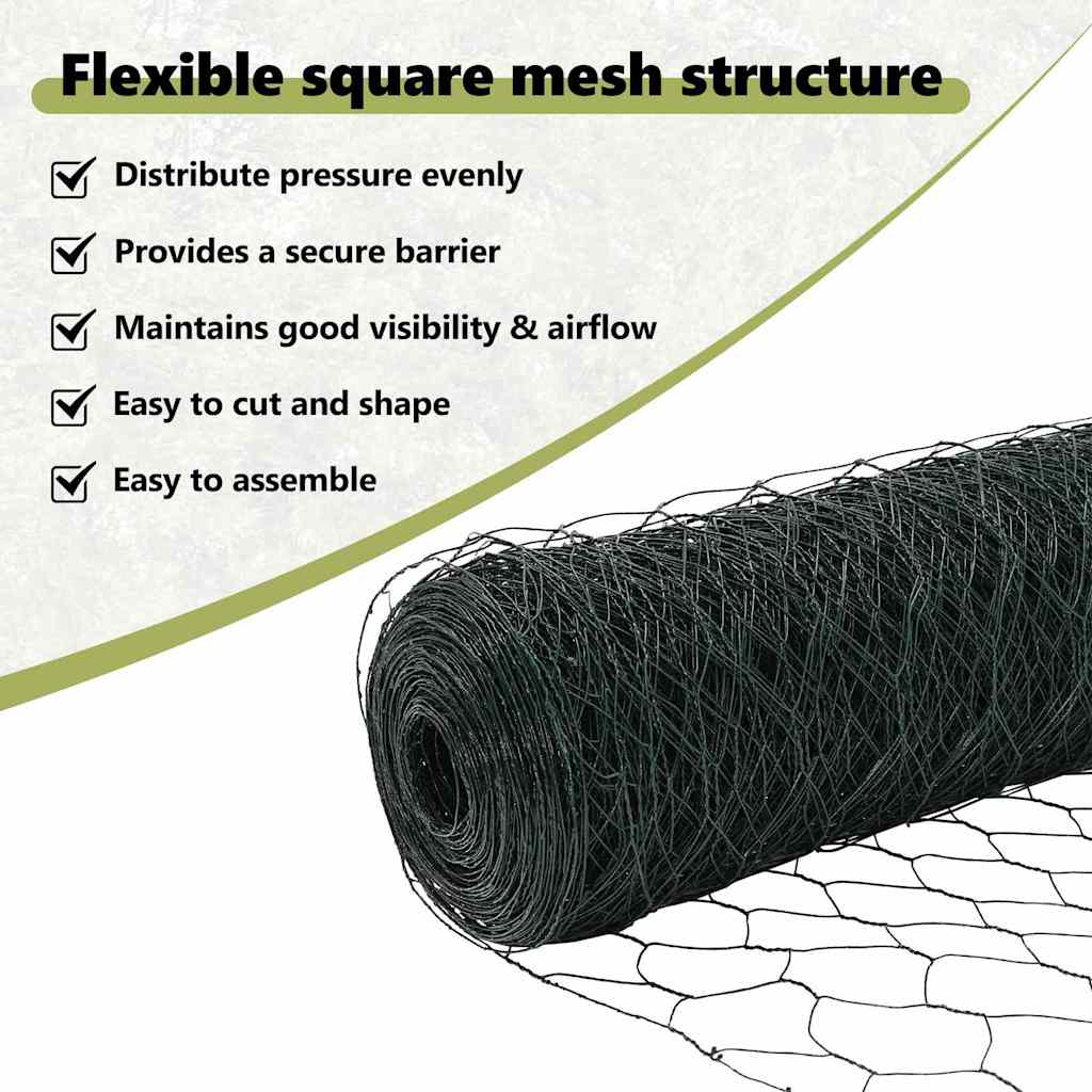 Hexagon Fence Green 0.8 x 25 m PVC