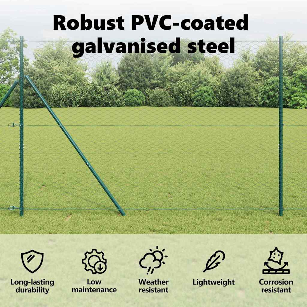 Hexagon Fence Green 1.4 x 25 m PVC