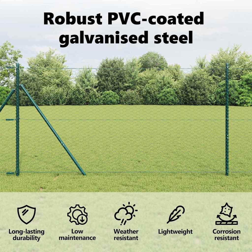Hexagon Fence Green 1.4 x 25 m PVC