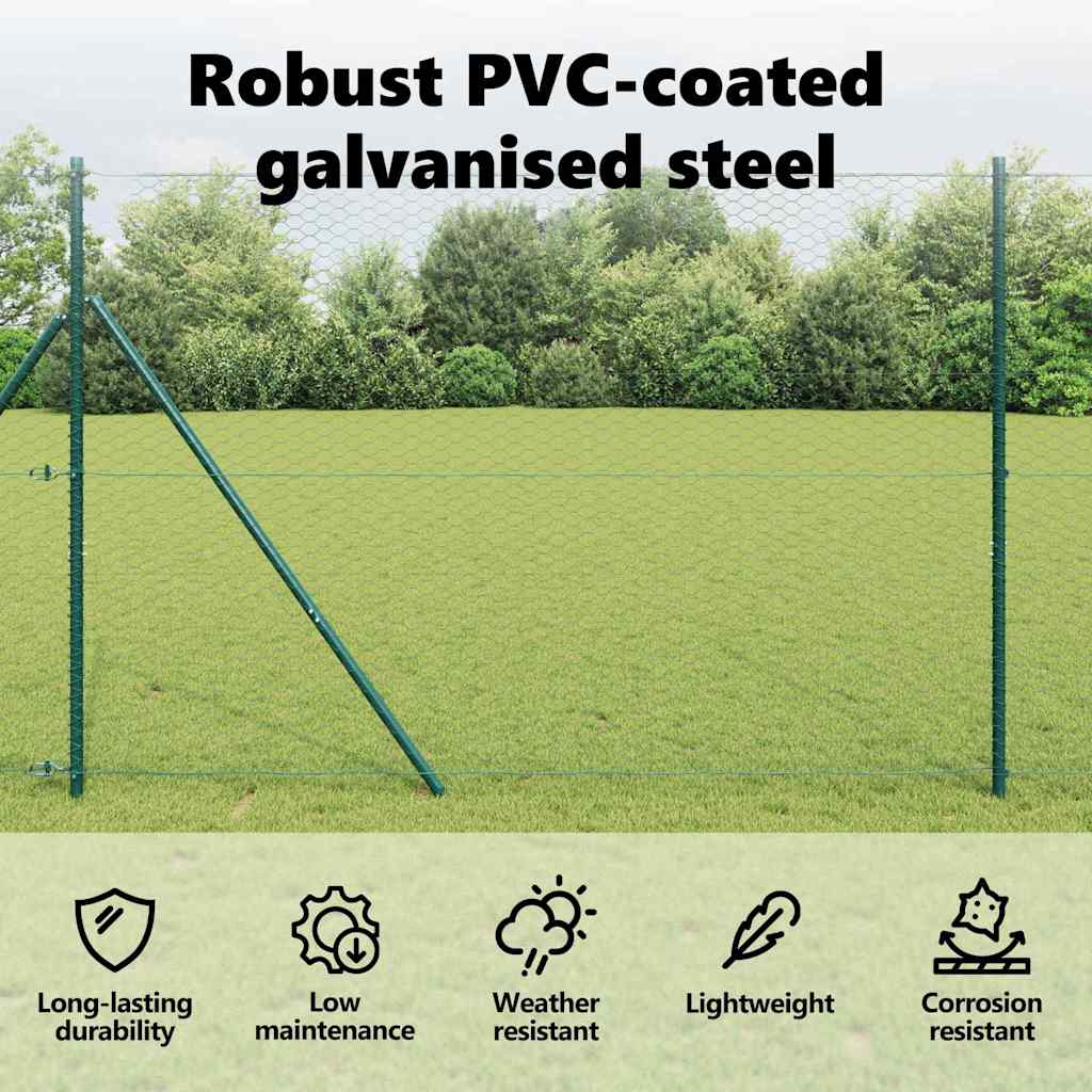 Hexagon Fence Green 1.6 x 25 m PVC