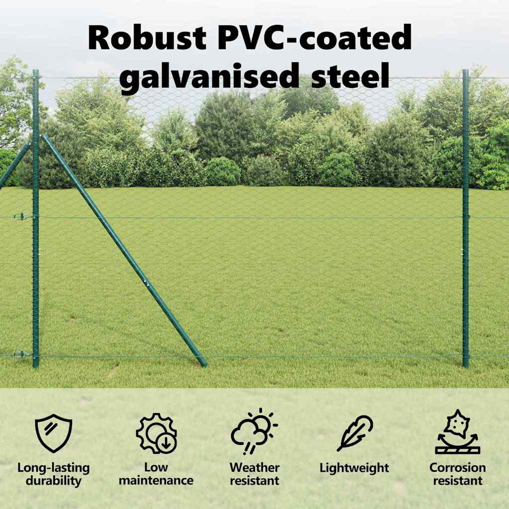 Hexagon Fence Green 1.6 x 25 m PVC