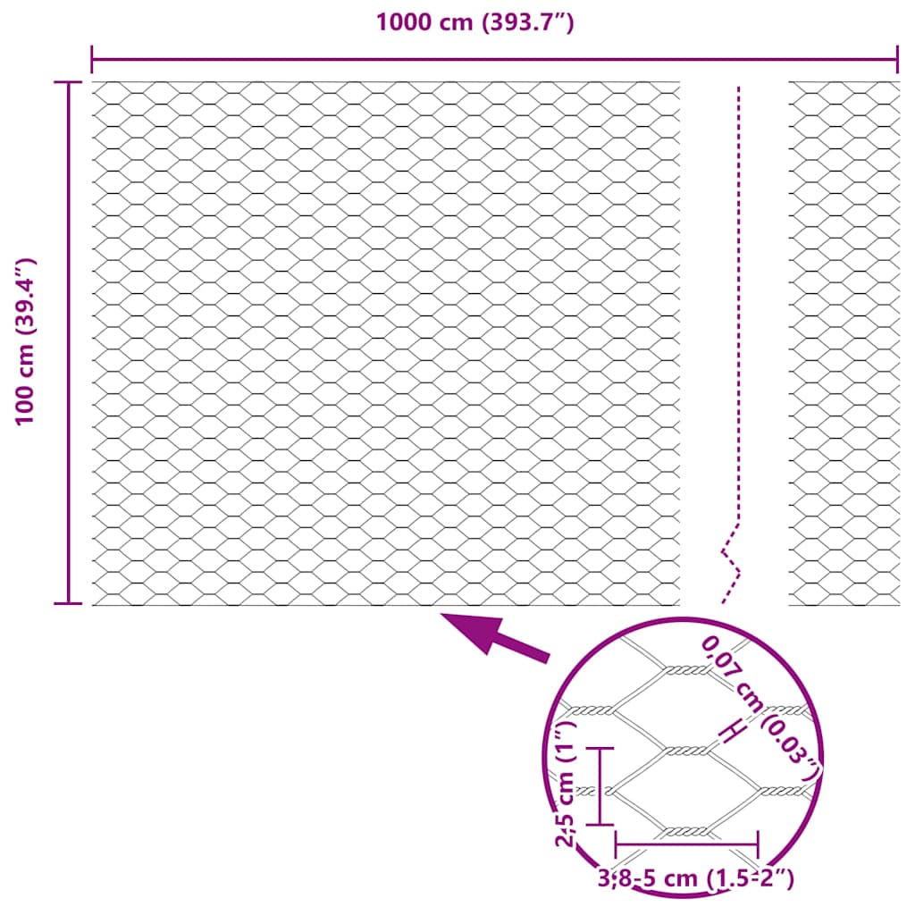 Hexagon Fence Grey 1 x 10 m PVC
