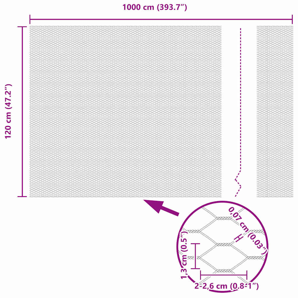 Hexagon Fence Grey 1.2 x 10 m PVC